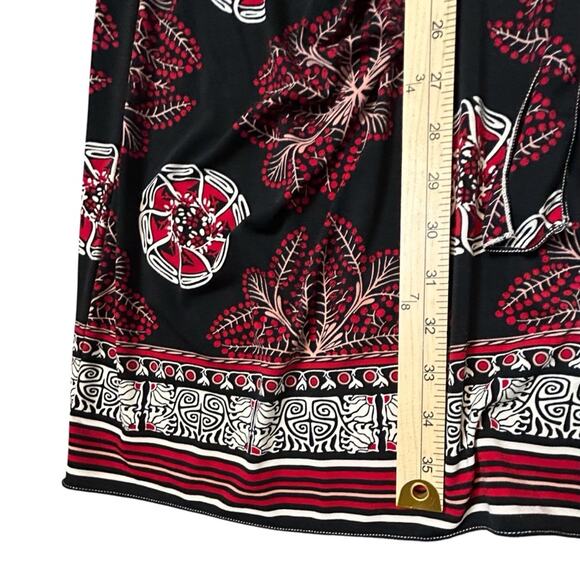Sophie Max Dress Womens Size XS Black Red Stretch Sheath Wrap Floral Boho Fitted - Picture 8 of 11